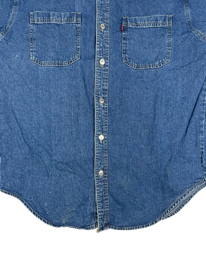 Levi's Retro Blue Cotton Denim Button Up Collared Shirt Small
