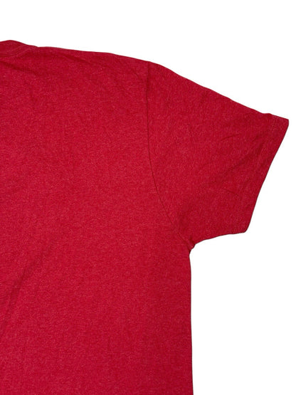 University of Wisconsin Red Distressed Print American College Top T-Shirt Large