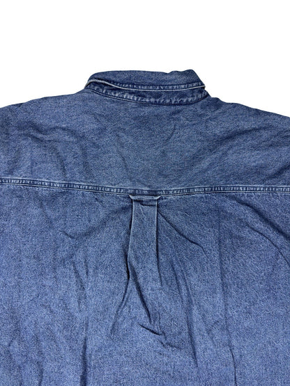 Sun River Vintage Blue Denim Fleece Lined Shirt Jacket Large