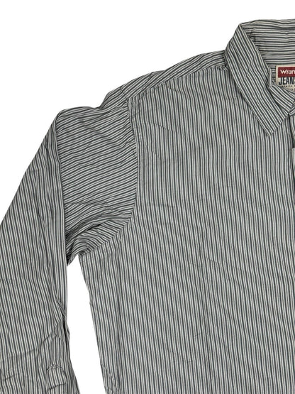 Wrangler Grey Striped Collared Cotton Shirt XL