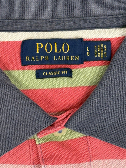Polo Ralph Lauren Multicoloured Striped Classic Fit Polo Top Size Large