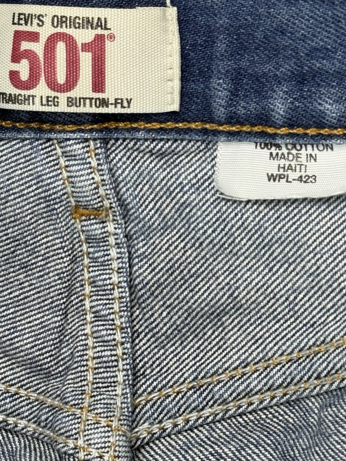 Levi's 501 Original Blue Straight Leg Button Fly Denim Jeans 38W 32L