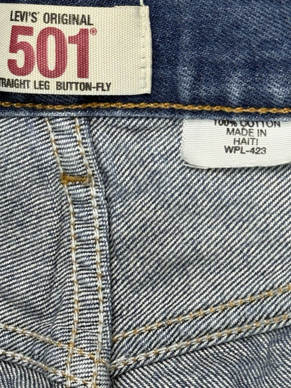 Levi's 501 Original Blue Straight Leg Button Fly Denim Jeans 38W 32L