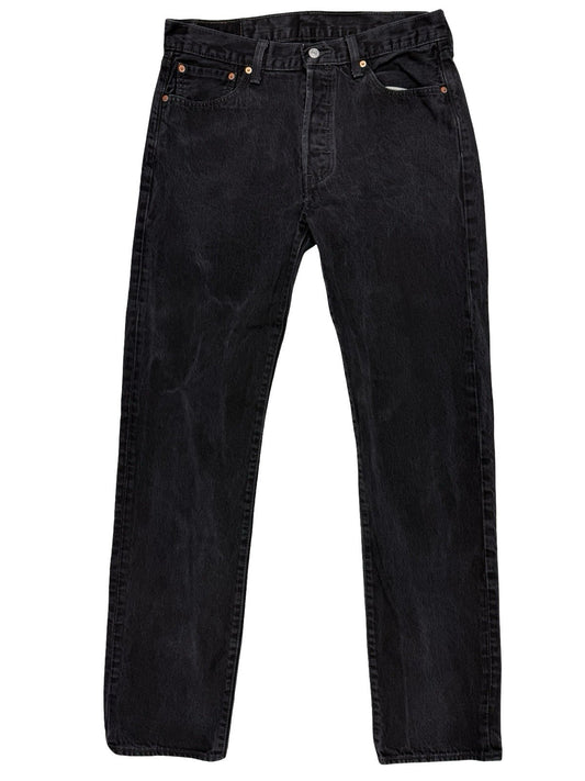 Levi's 501 Black Denim Straight Leg Jeans 34W 36L