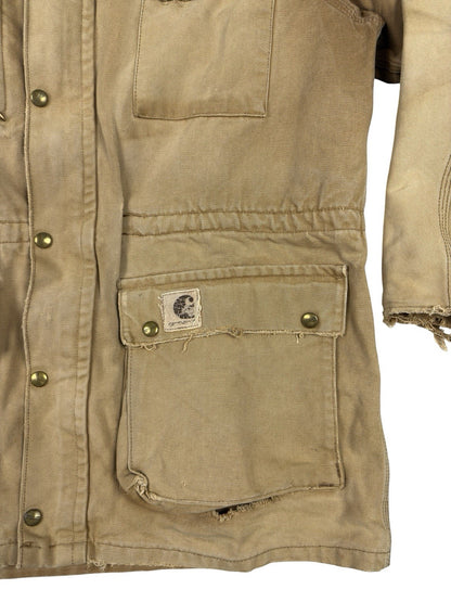 Carhartt PB1321 Tan Washed Duck Trail Parka Blanket Lined 90s Jacket Large