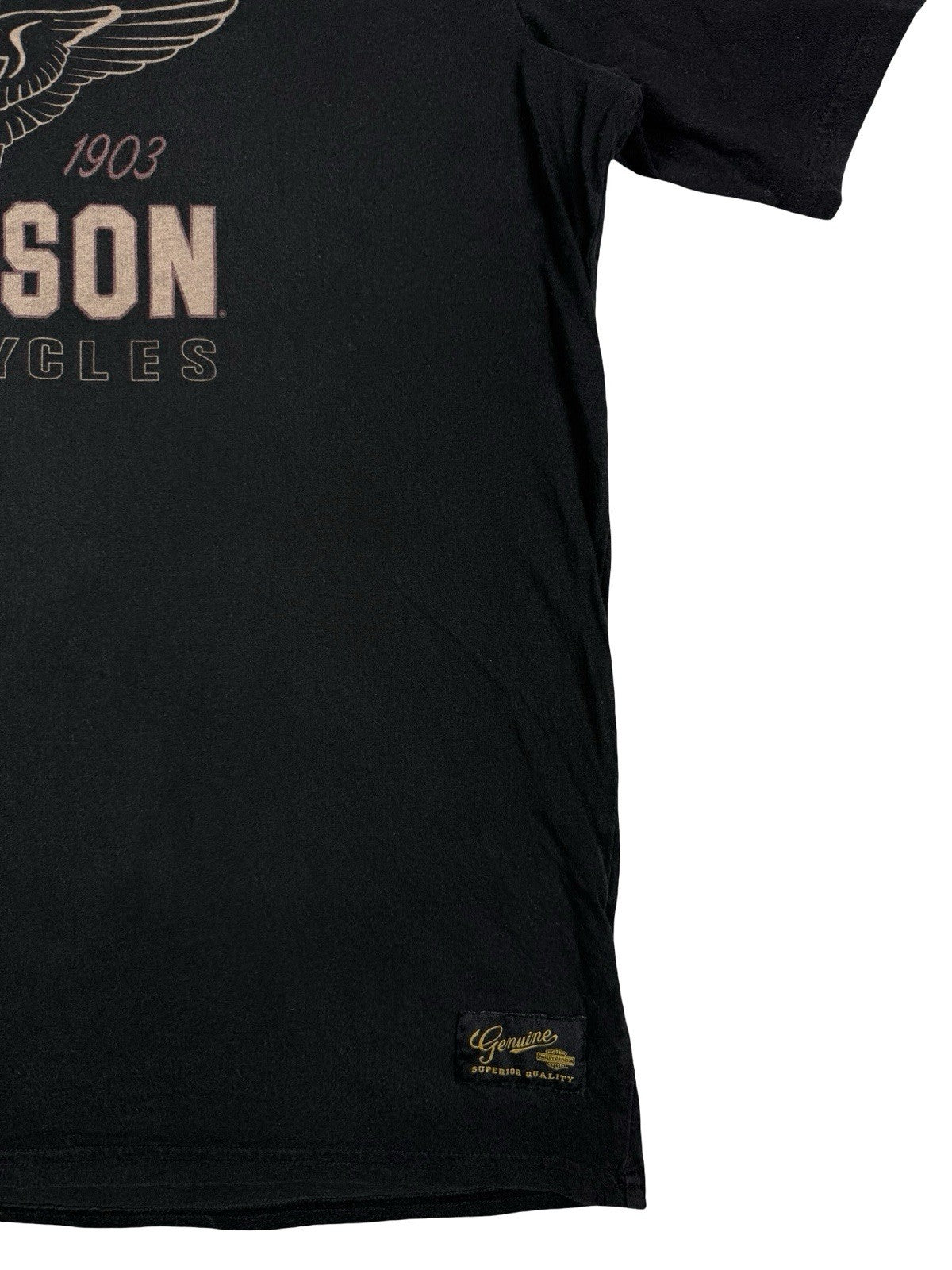 Harley Davidson Black Motorcycle Flag Print Cotton Top XL