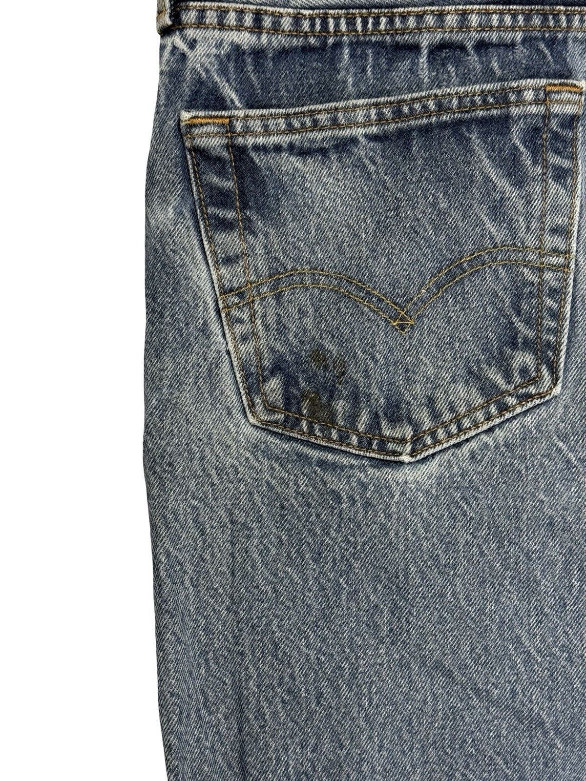 Levi's 501 Blue Straight Leg Distressed Paint Denim Jeans 36W 32L