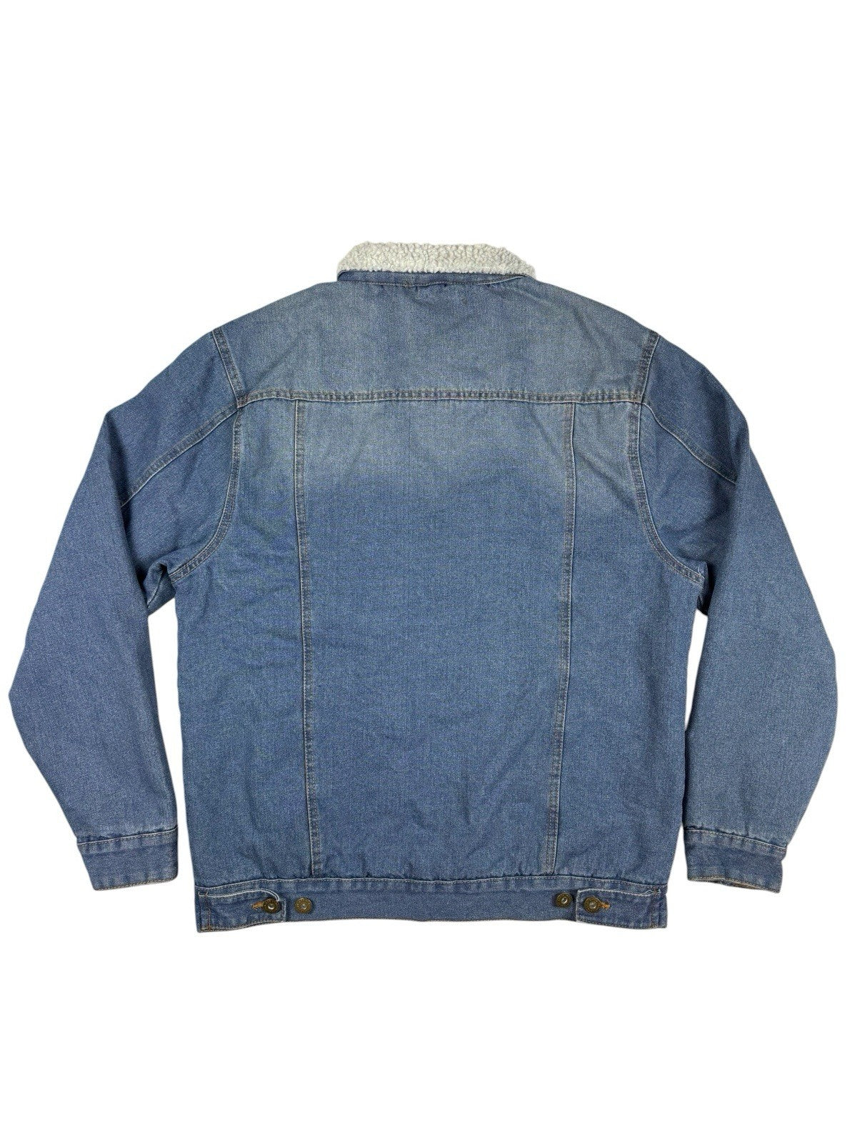 Brooklyn Cloth Retro Blue Shearling Lined Trucker Jacket Large
