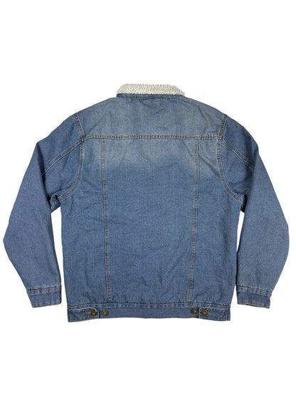 Brooklyn Cloth Retro Blue Shearling Lined Trucker Jacket Large