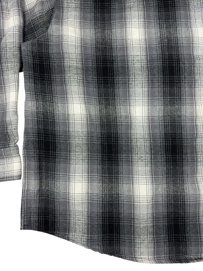 Hickory Shirt Retro Grey Plaid Pearl Snap Western Shirt 2XL