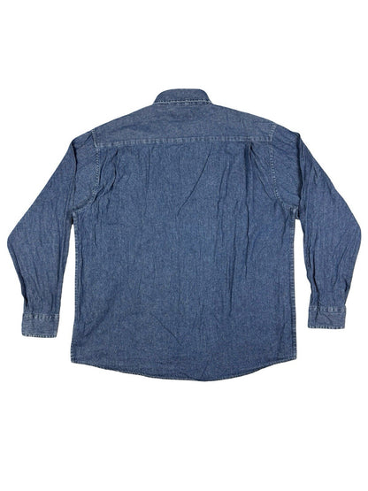 Wrangler Blue Cotton Long Sleeve Denim Shirt Large