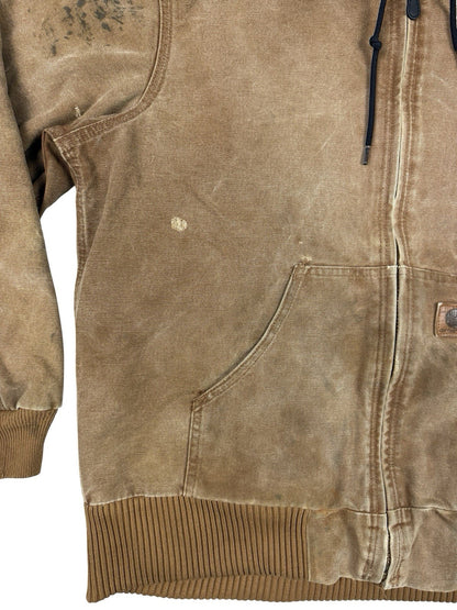Carhartt J130 Brown Hooded Active Zip Workwear Jacket Medium Regular