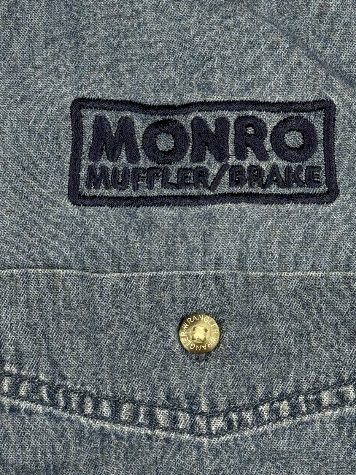 Wrangler Hero Retro Blue Denim Long Sleeve Cotton Work Shirt Medium