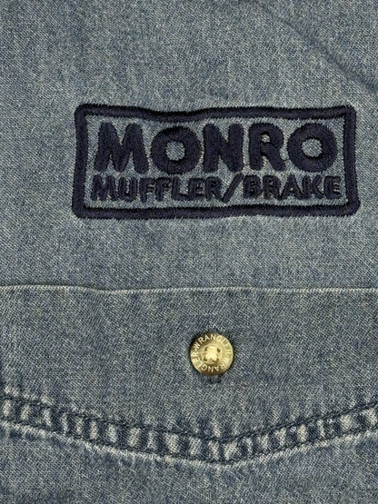 Wrangler Hero Retro Blue Denim Long Sleeve Cotton Work Shirt Medium