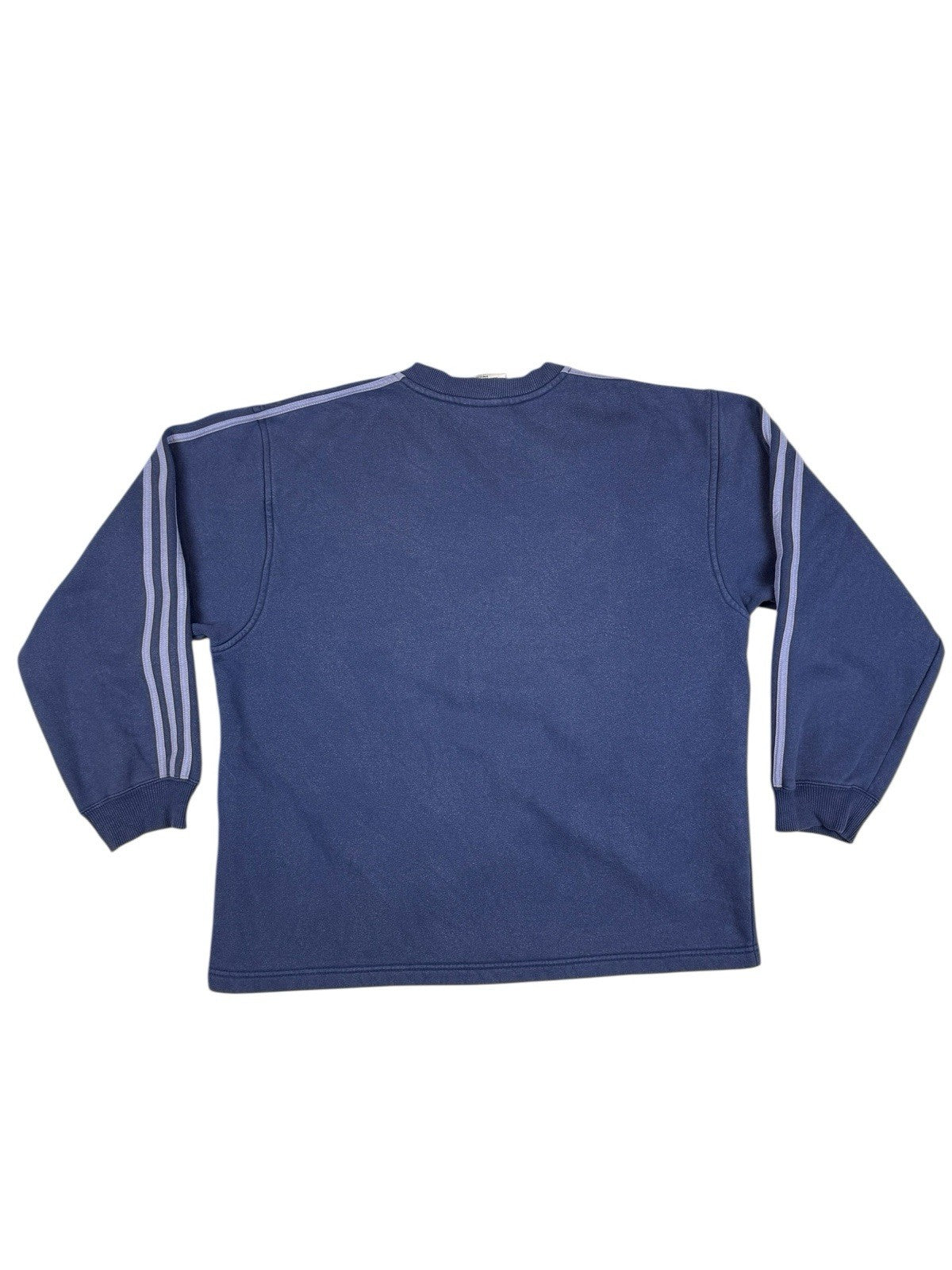 Adidas Vintage Blue Striped V-Neck Jumper Large