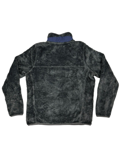 LL Bean Grey Hi-Pile Fleece Snap Jumper Medium