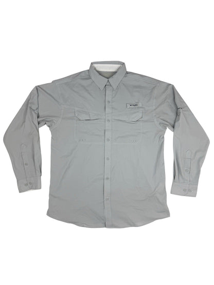 Columbia Grey PFG Polyester Fishing Shirt Large