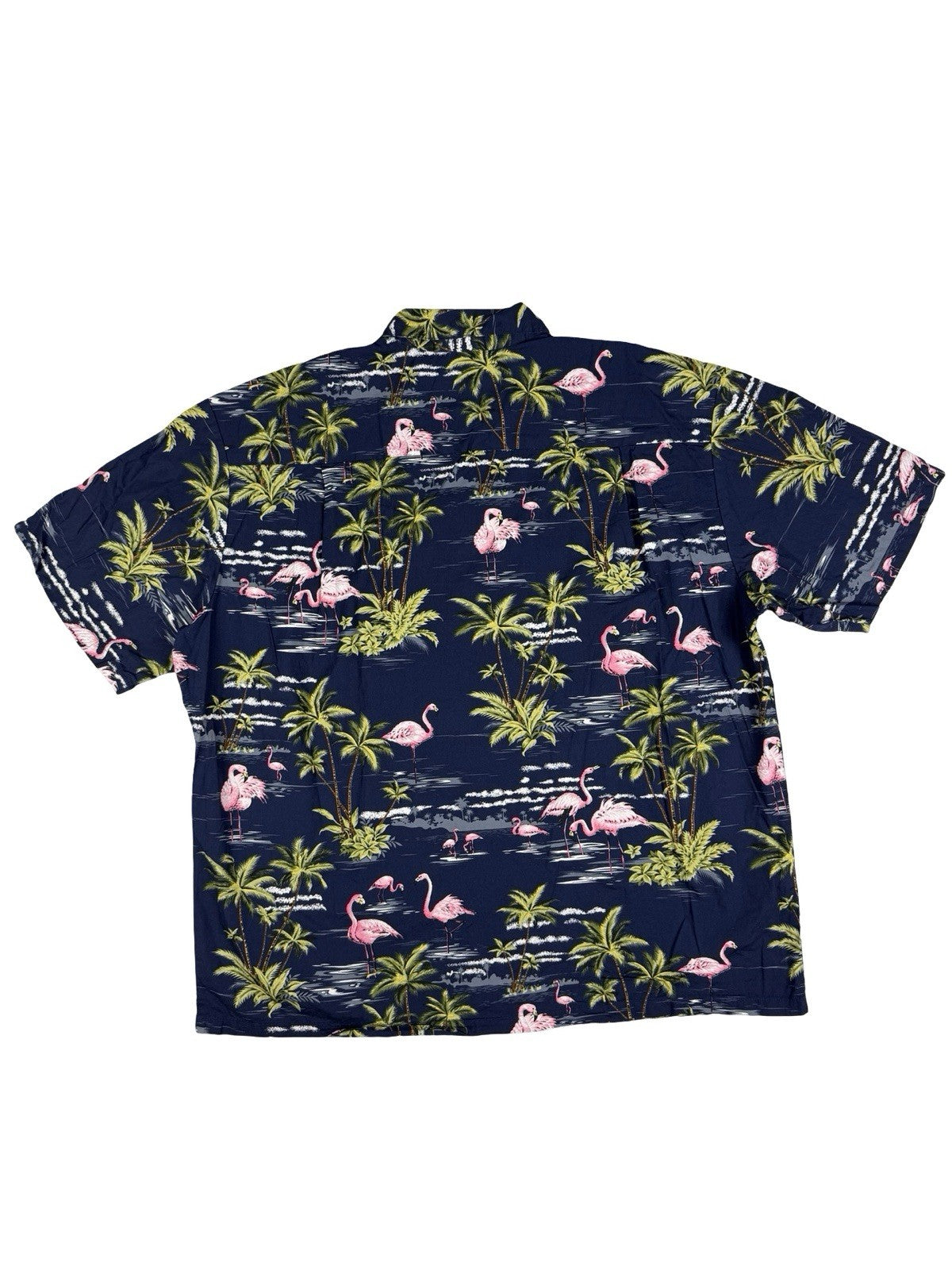 Vintage Ky's Blue Hawaiian Cotton Beach Holiday Flamingo Tropical Shirt XL