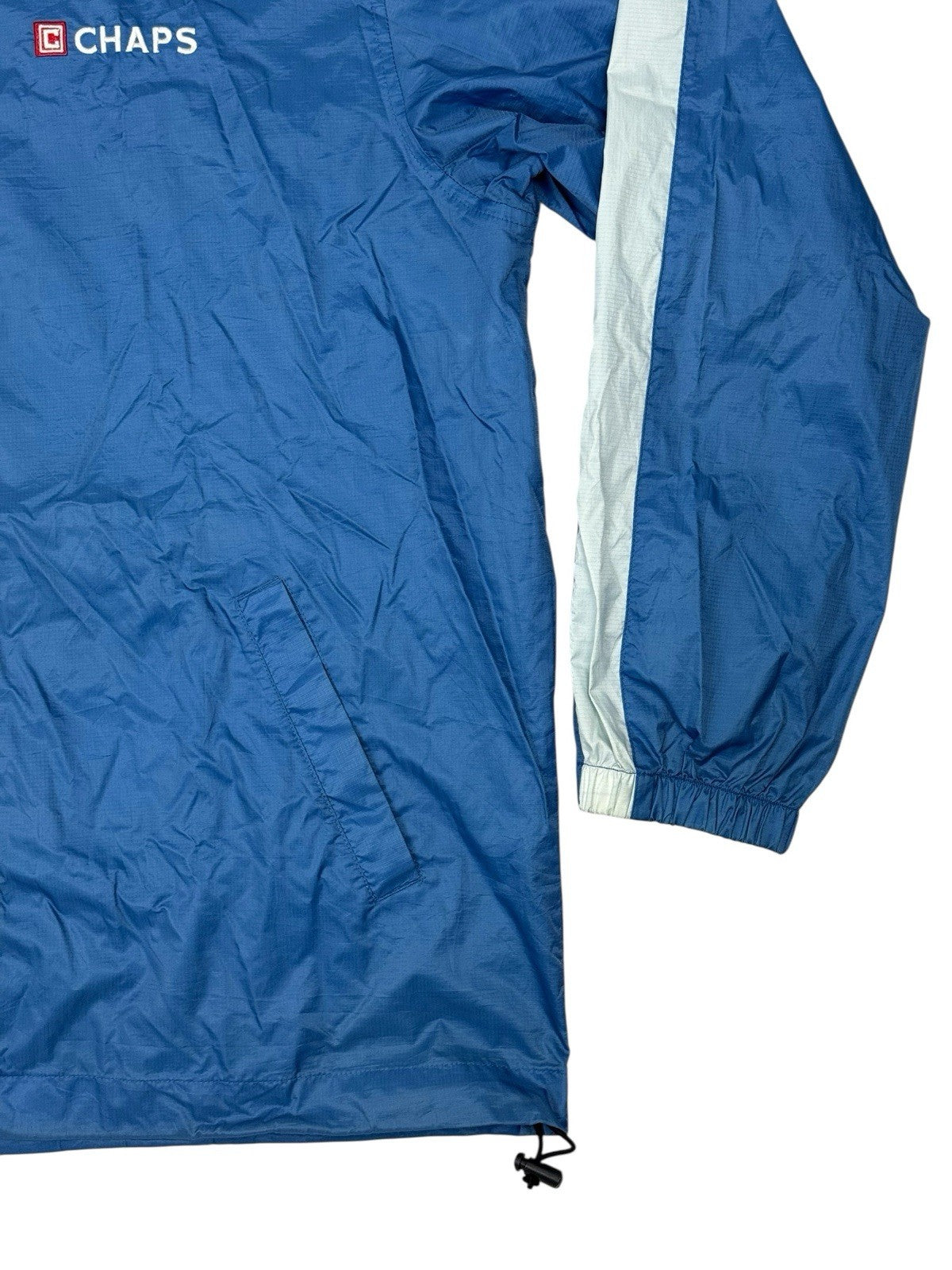 Chaps Blue Retro Nylon Zip Hooded Jacket Large