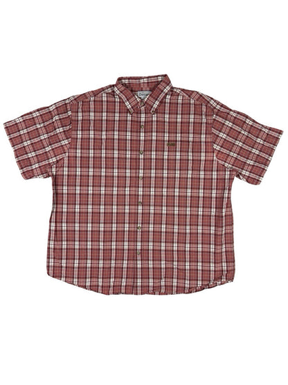 Carhartt Retro Red Plaid Short Sleeve Y2K Button Cotton Shirt 2XL