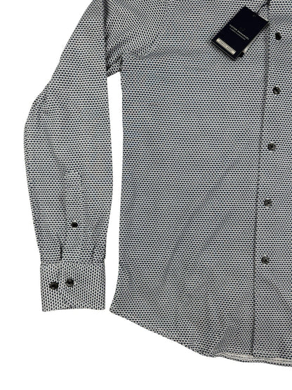 Victor Emmanuel White/Blue Stripe Pattern Stretch Shirt Small (15in Collar)