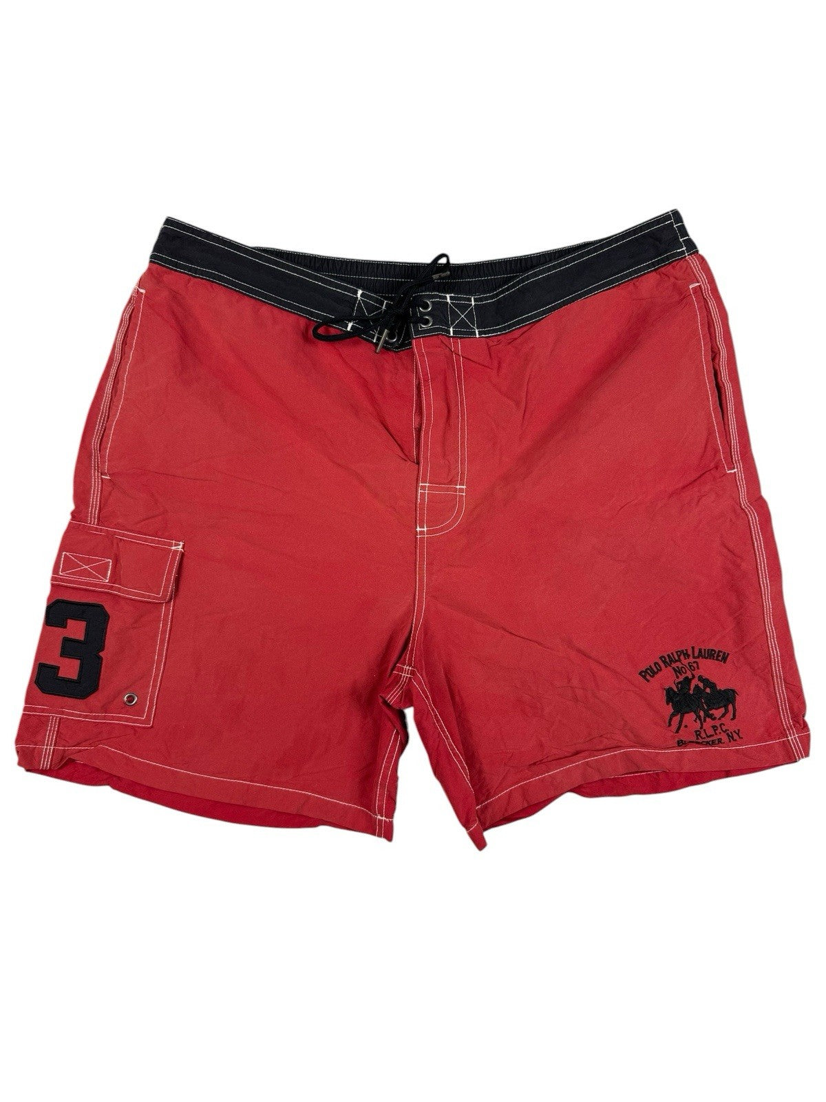 Polo Ralph Lauren Retro Red Big Pony Embroidered Swim Trunk Board Shorts XL