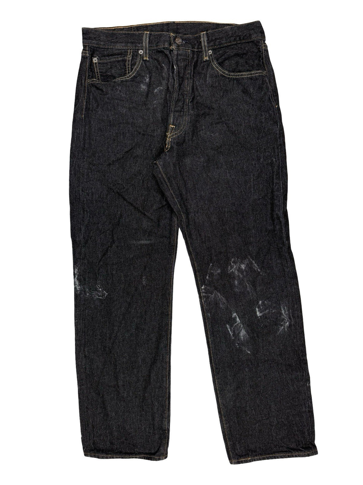 Levi's 501 Dark Blue Denim Grunge Jeans 36W 32L