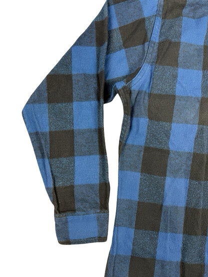 Fieldmaster Vintage Faded Blue Plaid Cotton Lumberjack Grunge Shirt Medium USA