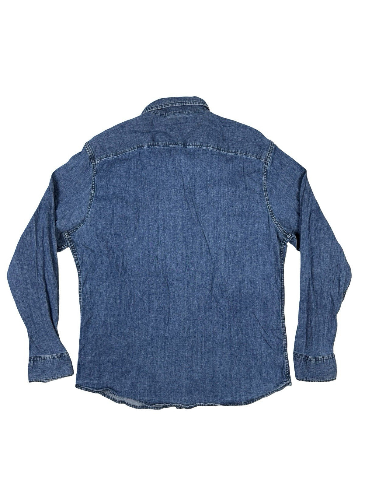 Wrangler Flex Comfort Blue Pearl Snap Western Denim Shirt Large