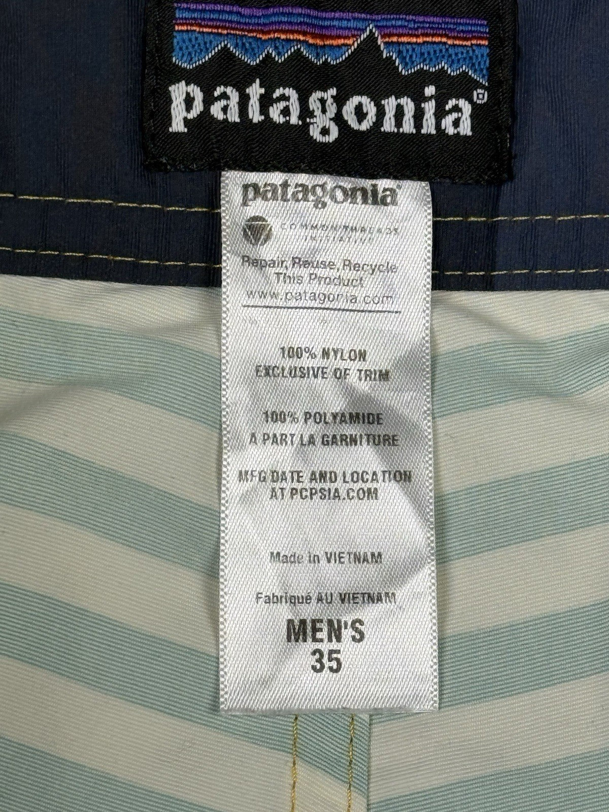 Patagonia Wavefarer Multi Colour Striped Swim Board Shorts Large 35W
