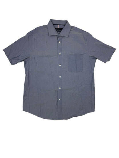 Tommy Hilfiger Blue Regular Fit Short Sleeve Collared Shirt Large