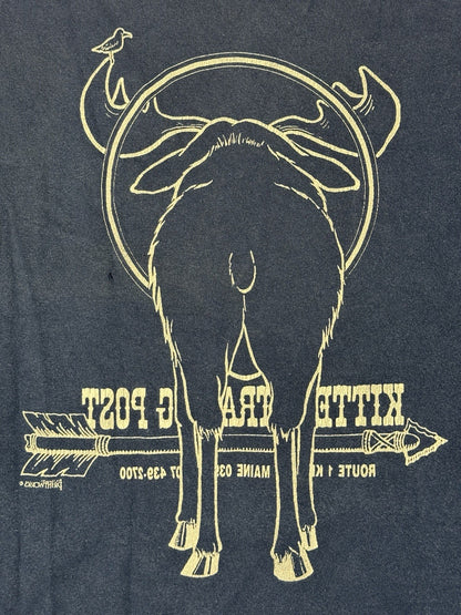 Vintage Blue Kittery Trading Post Funny Novelty Cotton Americana Top XL
