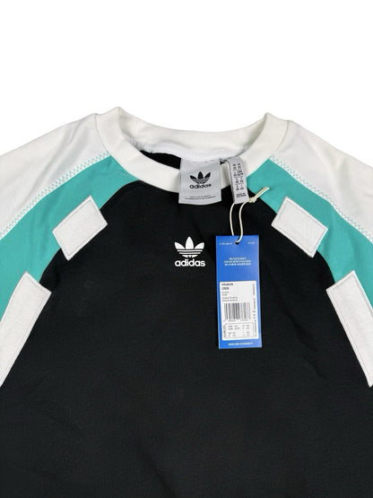 Adidas Originals Retro Black Crew 3-Stripe Sweatshirt Jumper New