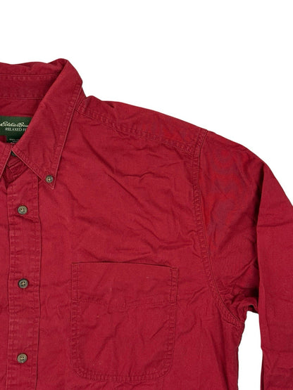 Eddie Bauer Red Cotton Relaxed Fit Collared Shirt Medium