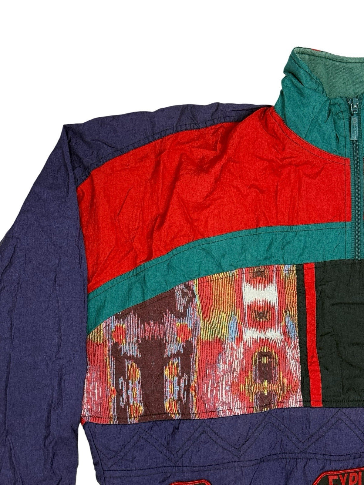 Adidas Vintage Y2K Explosive Reaction Multi Patterned 1/4 Zip Jumper Medium