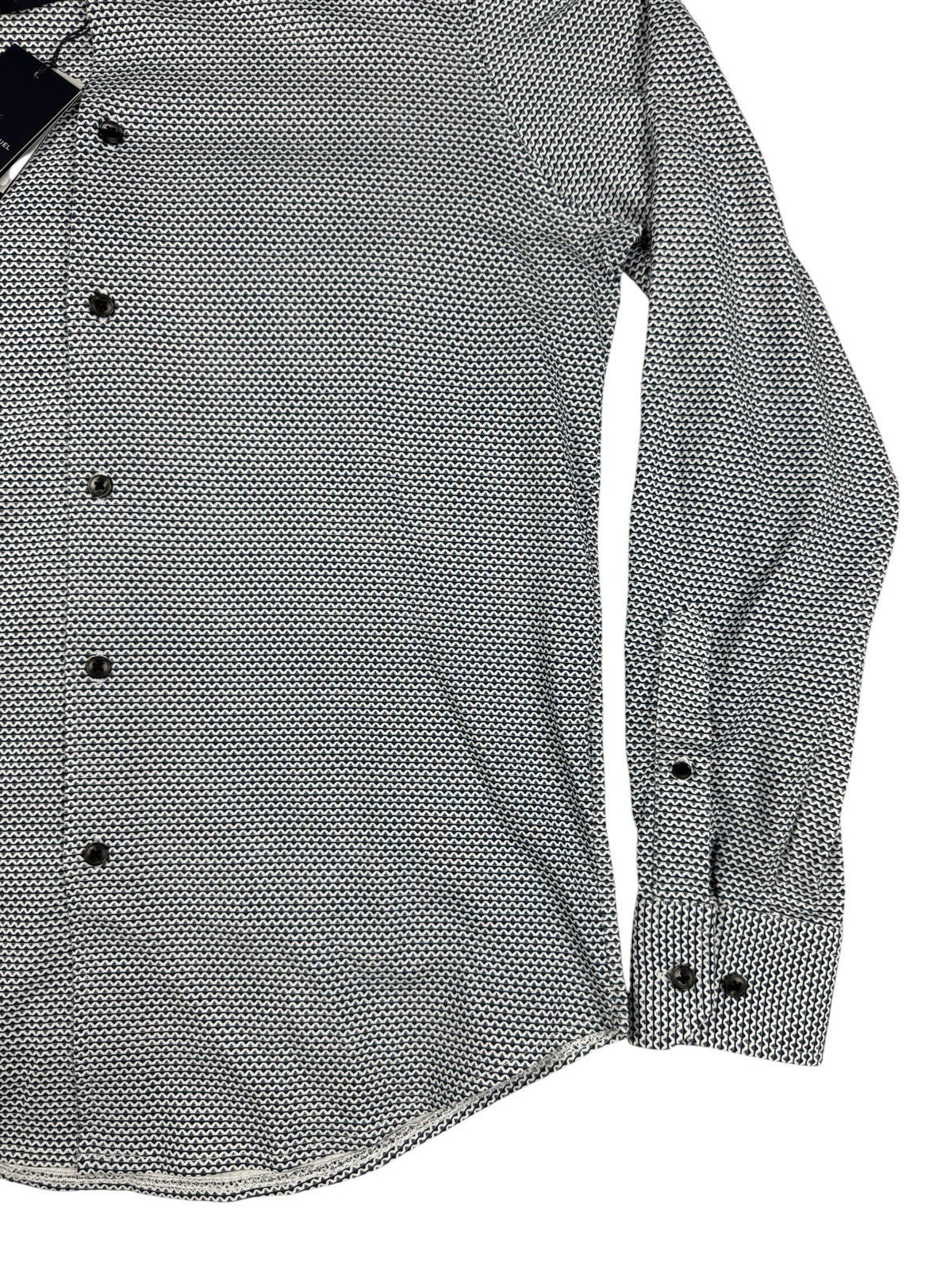 Victor Emmanuel White/Blue Stripe Pattern Stretch Shirt Small (15in Collar)