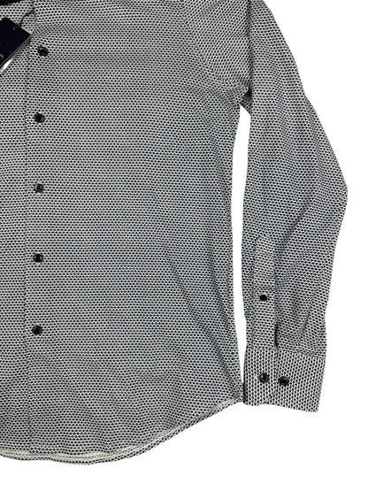 Victor Emmanuel White/Blue Stripe Pattern Stretch Shirt Small (15in Collar)