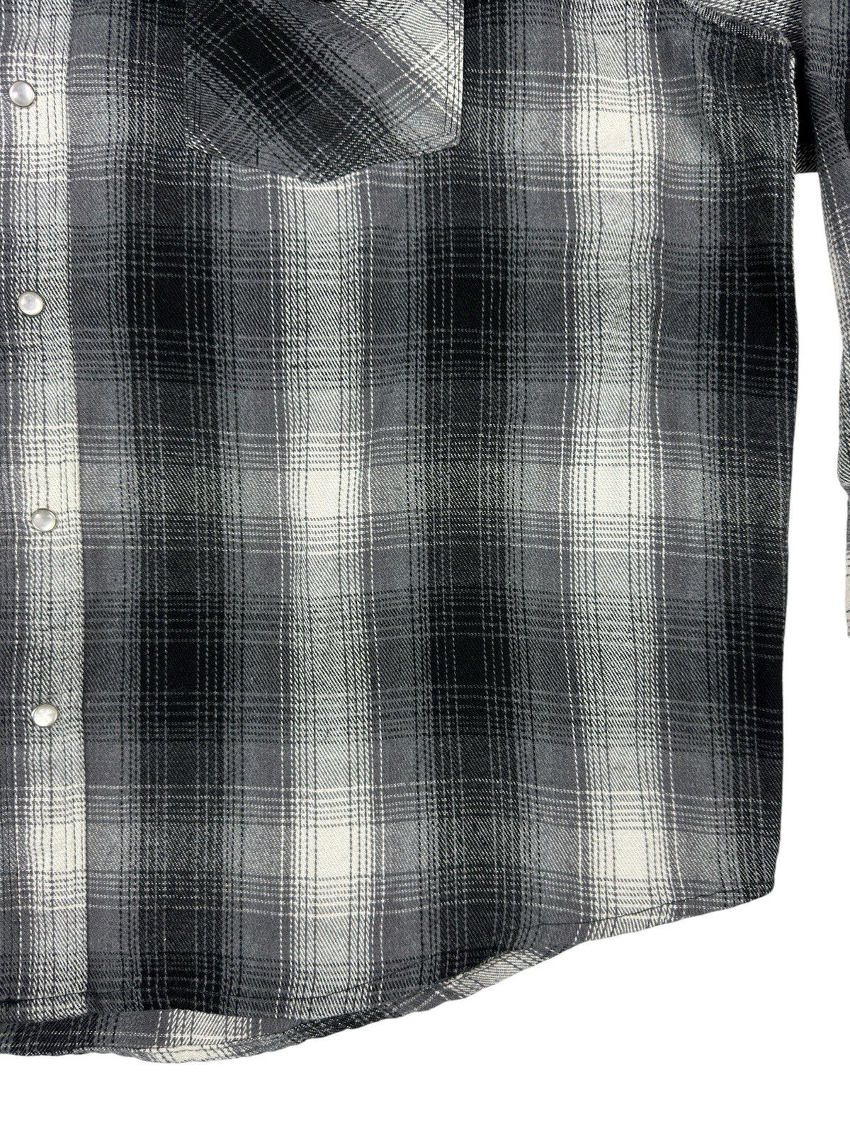 Hickory Shirt Retro Grey Plaid Pearl Snap Western Shirt 2XL