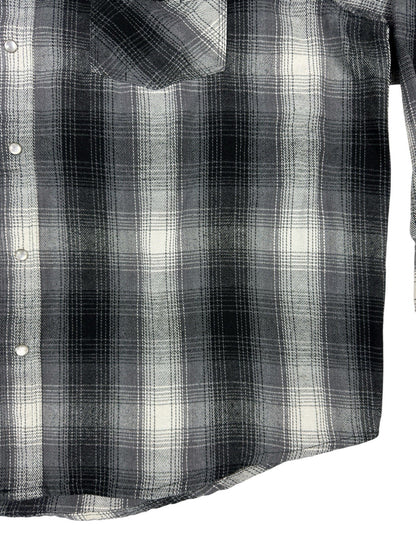 Hickory Shirt Retro Grey Plaid Pearl Snap Western Shirt 2XL