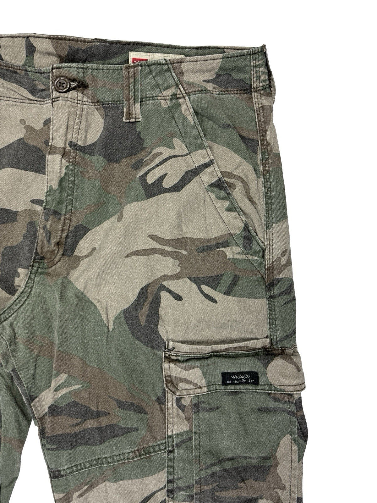 Wrangler Green Camo Cargo Trousers Relaxed Fit 32W 32L
