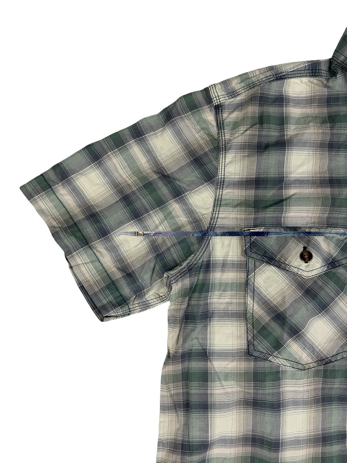 Carhartt Green Grey Plaid Short Sleeve Relaxed Fit Button Shirt Large Regular