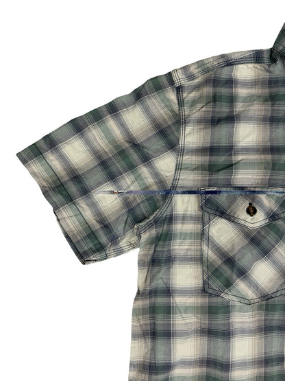 Carhartt Green Grey Plaid Short Sleeve Relaxed Fit Button Shirt Large Regular