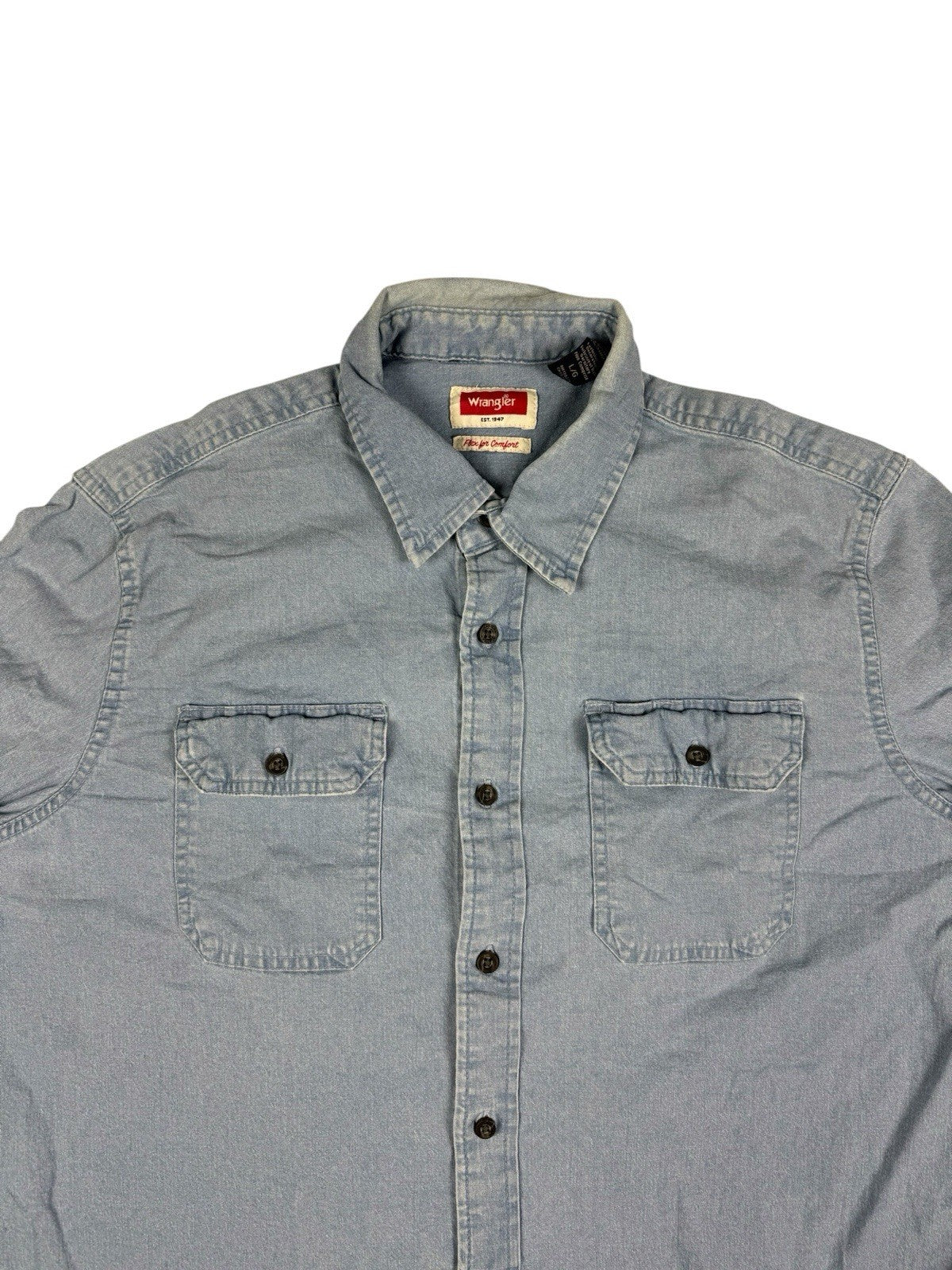 Wrangler Flex Comfort Blue Denim Western Shirt Large