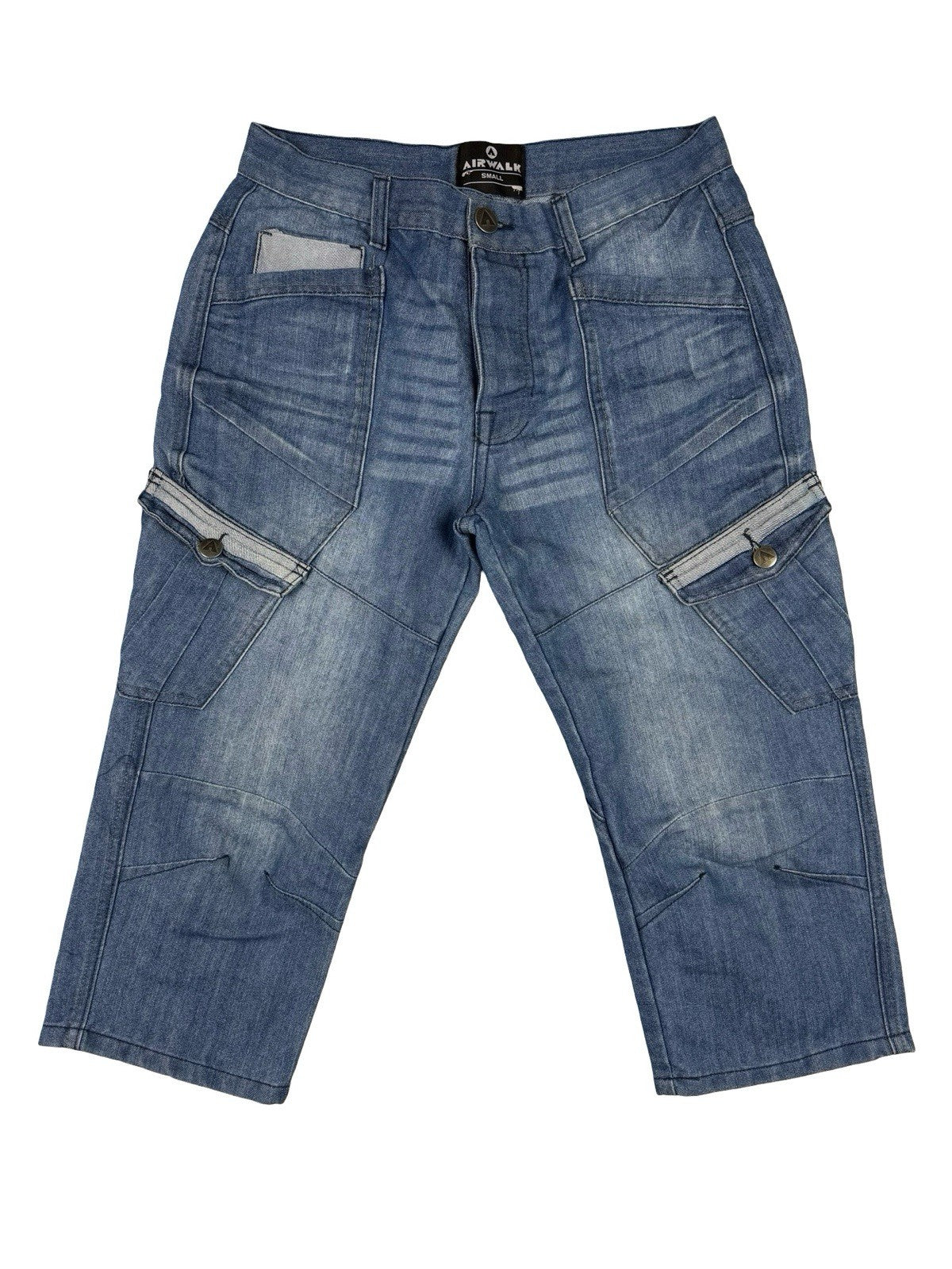 Airwalk Blue Denim Long Cargo Shorts Small 30W