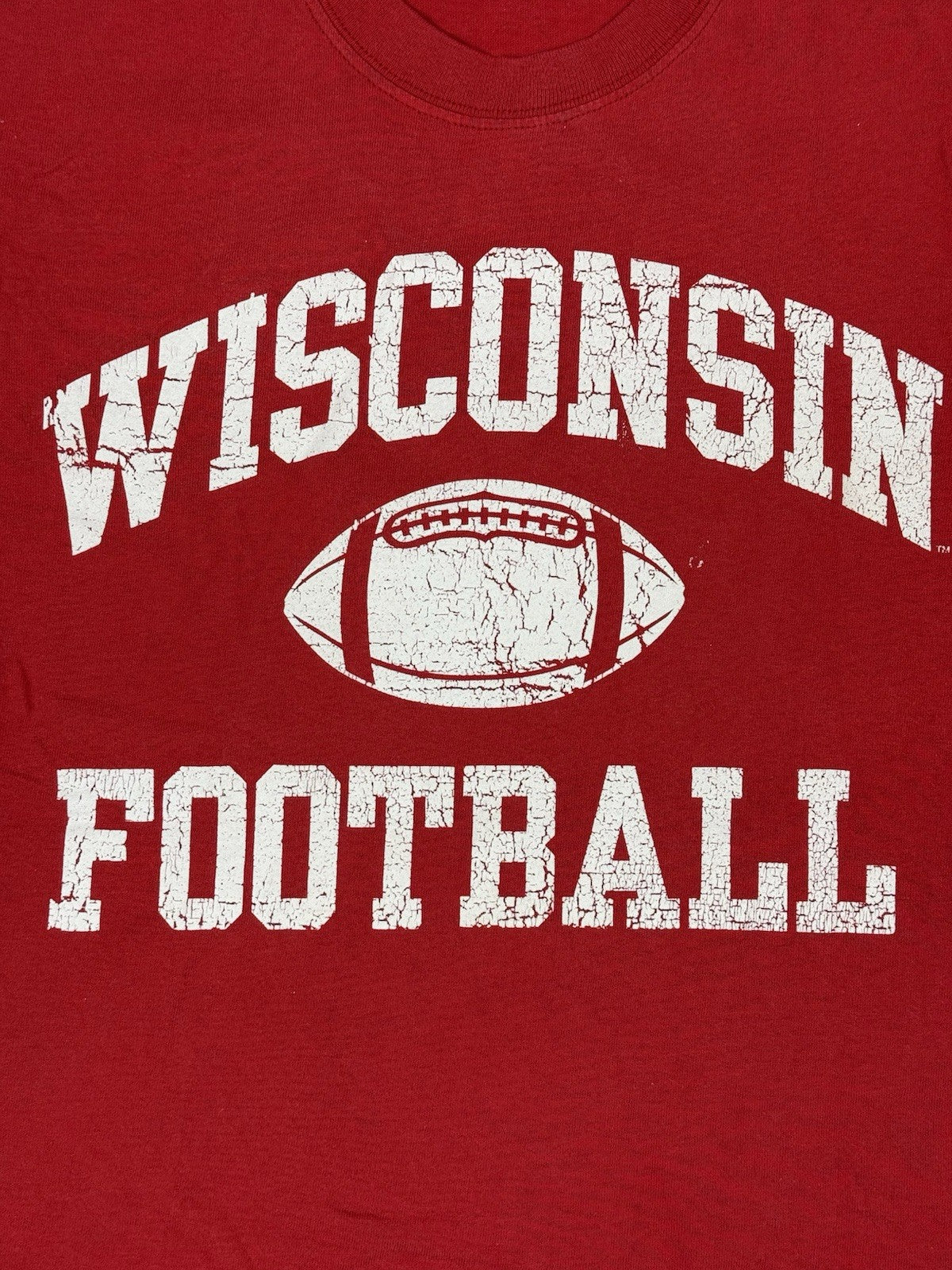 Wisconsin Football Retro Red American College Apparel Printed Top Small