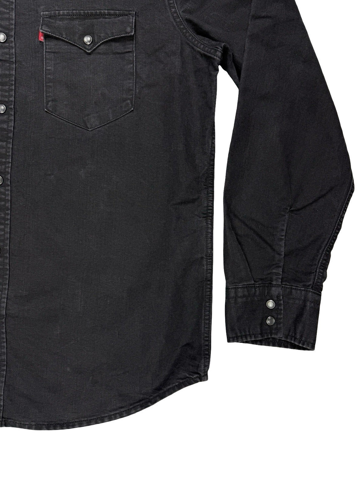 Levi's Faded Black Pearl Snap Western Denim Shirt Large