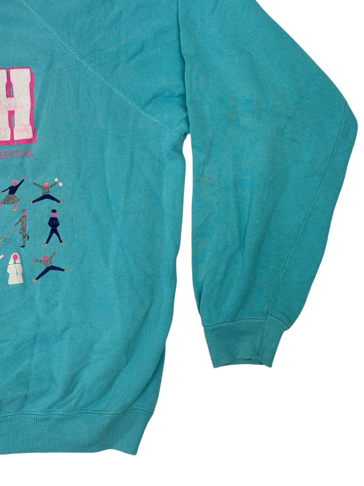 LCMH Mary Hospital Vintage Blue Printed Hanes Jumper XL