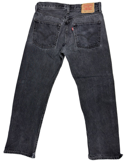 Levi's 501 Black Faded Retro Straight Leg Denim Jeans 32W 30L