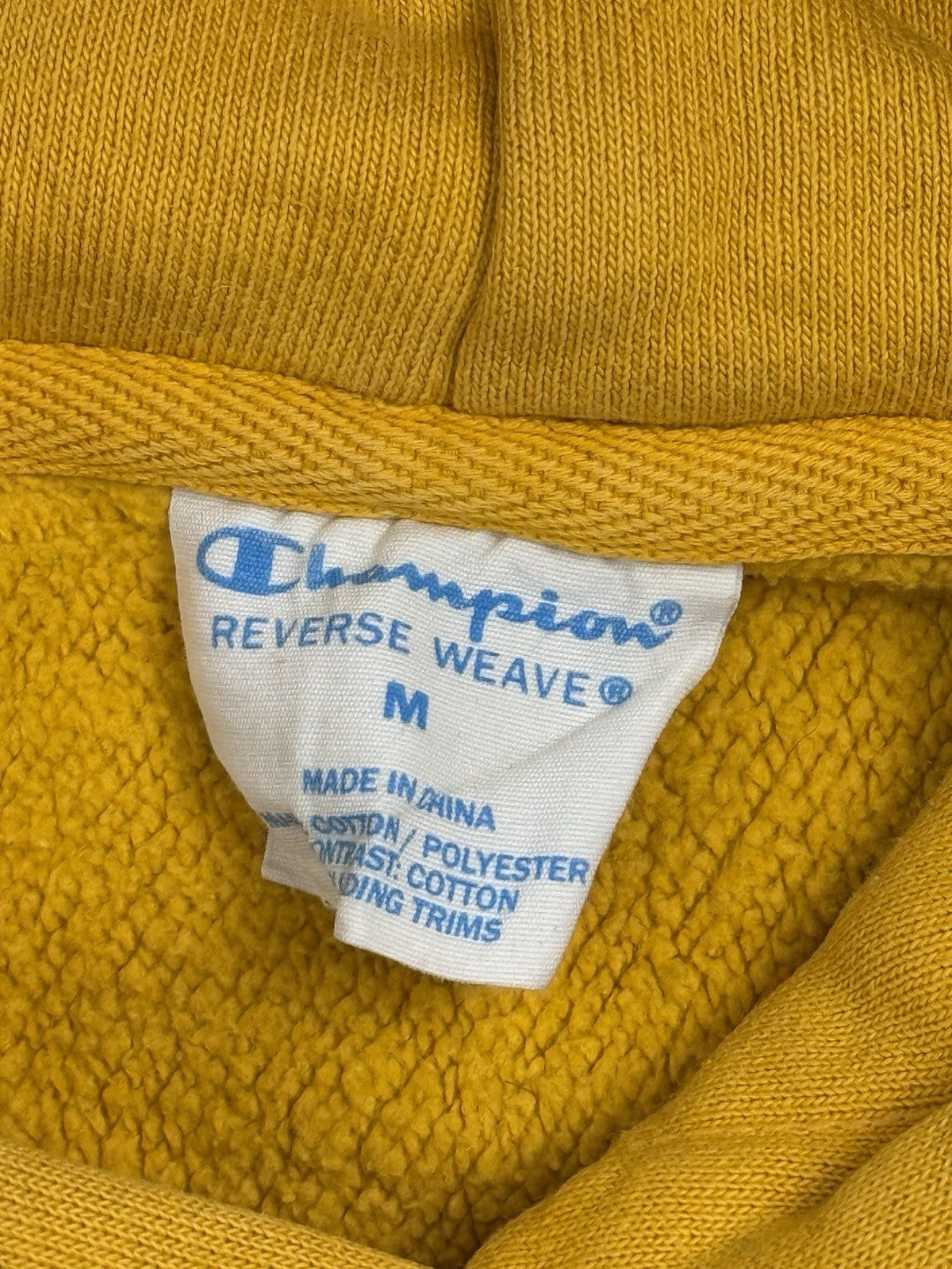 Champion Yellow Reverse Weave Heavyweight Hoodie Medium