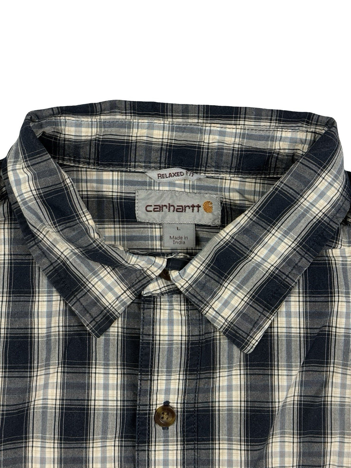 Carhartt Relaxed Fit Blue Plaid Short Sleeve Button Shirt Large
